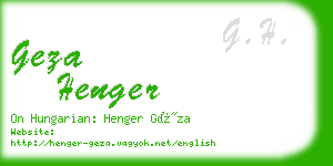 geza henger business card